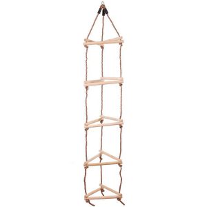 Scaletta in legno e corda a triangolo per arrampicata